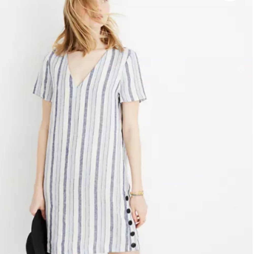 Madewell Linen side button easy dress
